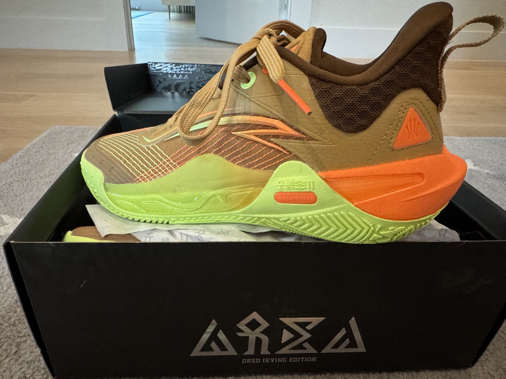 ANTA KAI 1 Irving Edition Sneaker in Brown and Neon Green